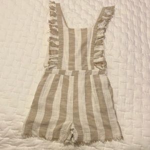 Love Riche Romper - Beige/White Striped - Medium